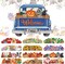 13PCS Interchangeable Diamond Painting Welcome Sign Kit, Blue Truck Seasonal Door Hanger, DIY 5D Diamond Art Farmhouse Wall Decor with 12 Holiday Icons for Front Door Home Decoration Gift Set